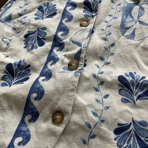 Rachel Zoe Linen Blend Blue White Sleeveless Top Vest Coastal Grandma Classic XL